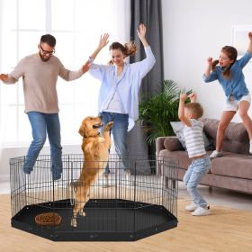 Dog Playpen, 8 Panels Foldable Metal Dog Exercise Pen With Bottom Pad,