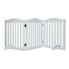 Wooden Freestanding Foldable Pet Gate For Dogs, 24 Inch 3 Panels Step Over Fence, Dog Gate For The House, Doorway,