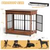 48" Heavy Duty Dog Crate Metal Cage Kennel With Lockable Wheels, Double Door And Removable Tray, Gray