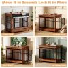 48" Heavy Duty Dog Crate Metal Cage Kennel With Lockable Wheels, Double Door And Removable Tray, Gray