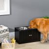 Large Elevated Dog Bowls With Storage Cabinet Containing Large 44L Capacity, Black