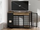 42-Inch Double Wide Wooden Double-Door Dog Crate Side Table Combo - Heavy-Duty, Chew-Resistant , For Large Breeds