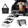 Dog Stair For Cars 5-Step Folding Dog Steps Aluminum Loads Up To 150 Lbs