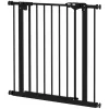 30 Inch Tall Pet Gate With Door Dog Gate And Barrier Indoor For Stairs, Pressure-Mounted Safety Gate, Black