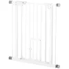 Pet Gate Extra Wide Press-Mounted With Cat Door, Auto Closing Pet Gate For Stair, Hallway, 29-32 Inch, White