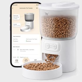 Waithem Wi-Fi Automatic Feeder, Timed Dry Food Dispenser, Up To 10 Meals Per Day, Dual Power Supply, Suitable For Small Dogs