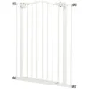 Extra Tall Dog Gate With Door, Pressure Fit, Auto Close, Double Locking For Doorways Hallways Stairs, 29"-32", White