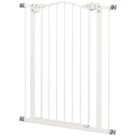 Extra Tall Dog Gate With Door, Pressure Fit, Auto Close, Double Locking For Doorways Hallways Stairs, 29"-32", White