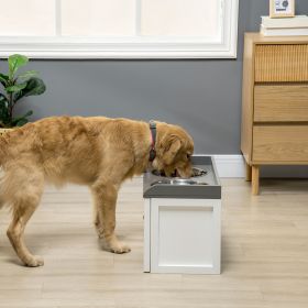 Pet Feeding Station Pet Dish Bowl Set With Storage, 2 Elevated Dog Bowls For Large Sized Dogs, White