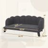 Pearl Design Pet Sofa For Medium And Large Sized Dogs, Pet Bed With Cushion And Solid Wood Legs, Charcoal Gray