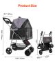 Pet Stroller Foldable 4 Wheels Dog Stroller Detachable Carrier Up To 35Lbs