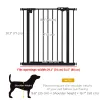 30 Inch Tall Pet Gate With Door Dog Gate And Barrier Indoor For Stairs, Pressure-Mounted Safety Gate, Black