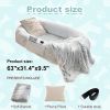 Human Dog Bed - 63 In X 31.4 In X 9.5 In Washable Faux Fur Lounger For Adults & Pets, Cushion With Orthopedic Support, Includes Pillow & Blanket