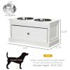 Large Elevated Dog Bowls With Storage Drawer Containing 11L Capacity, White
