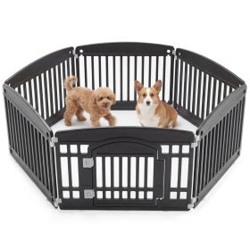 Dog Playpen Safe & Secure Indoor-Outdoor Pet Fence -Folding & Portable   Ideal For Small To Medium Dogs - Easy To Clean