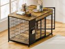 42-Inch Double Wide Wooden Double-Door Dog Crate Side Table Combo - Heavy-Duty, Chew-Resistant , For Large Breeds
