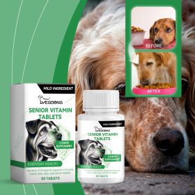 Senior Dog Vitamin Tablets, Multivitamin Supplement For Older Dogs, Support Immunity, Eyes, Skin & Bone Health, 80 Chewable Tablets