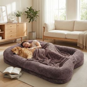Human Dog Bed Washable Large Size Non Slip Bottom Comfortable Plush Giant Size Dog Bed With Blanket And Pocket For Home