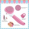 Dog Brush For Shedding With Metal Cat Comb, Self Cleaning Pet Hair Brush With Release Button For Grooming Kitten