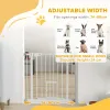 Pet Gate Extra Wide Press-Mounted With Cat Door, Auto Closing Pet Gate For Stair, Hallway, 29-32 Inch, White