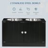 Large Elevated Dog Bowls With Storage Cabinet Containing Large 44L Capacity, Black