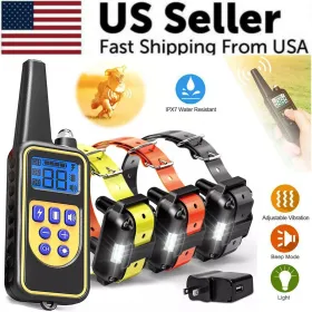 3000 Ft Dog Training Us Collar Rechargeable Remote Shock Pet Waterproof Trainer