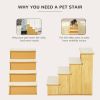 Pet Stairs, Small Pet Steps With Cushioned Removable Covering For Dogs And Cats Up To 22 Lbs, Natural