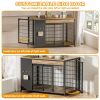 42-Inch Double Wide Wooden Double-Door Dog Crate Side Table Combo - Heavy-Duty, Chew-Resistant , For Large Breeds