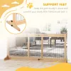 41"-72" Wooden Freestanding Pet Gate With Support Feet, For Small Medium Dogs, Natural