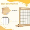 41"-72" Wooden Freestanding Pet Gate With Support Feet, For Small Medium Dogs, Natural