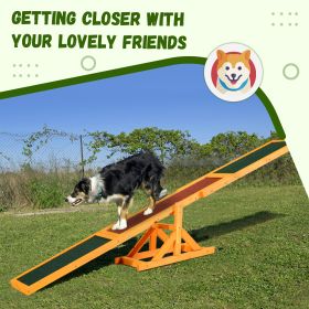 Wooden Dog Agility Seesaw For Balance Training And Exercise, For Outdoor Backyard, 71" L X 12" W X 12" H, Natural
