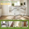 Wooden Freestanding Foldable Pet Gate For Dogs, 24 Inch 3 Panels Step Over Fence, Dog Gate For The House, Doorway,