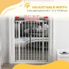 Extra Tall Dog Gate With Door, Pressure Fit, Auto Close, Double Locking For Doorways Hallways Stairs, 29"-32", White