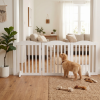 Wooden Freestanding Foldable Pet Gate For Dogs, 24 Inch 3 Panels Step Over Fence, Dog Gate For The House, Doorway,