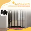 30 Inch Tall Pet Gate With Door Dog Gate And Barrier Indoor For Stairs, Pressure-Mounted Safety Gate, Black