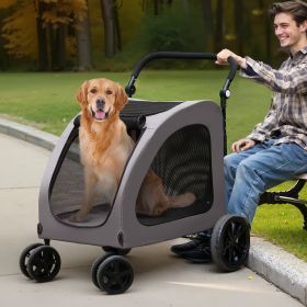 Pet Stroller 4-Wheels Dog Stroller Carrier 160Lbs Weight Capacity Portable