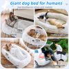 Human Dog Bed, Washable Faux Fur Dog Bed For People Doze Off, Napping Orthopedic Dog Bed,71''X45''X14''  (Grey) - Blankets And Pillows Not Included