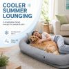 Cooling Human Dog Bed For Adults & Pets, Breathable Washable Floor Lounger, 72 In X 41 In X 12 In, Glacier Grey, Perfect For Summer Relaxation