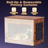 48" Heavy Duty Dog Crate Metal Cage Kennel With Lockable Wheels, Double Door And Removable Tray, Gray