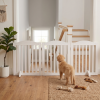 Wooden Freestanding Foldable Pet Gate For Dogs, 24 Inch 3 Panels Step Over Fence, Dog Gate For The House, Doorway,