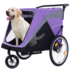 2-In-1 Bike Trailer & Push Cart For Pets - Detachable Bike Hitch & Push Handle Included