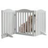 Wooden Freestanding Foldable Pet Gate For Dogs, 24 Inch 3 Panels Step Over Fence, Dog Gate For The House, Doorway,