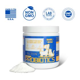 Bark And Meow Probiotics For Dogs & Cats 7 Tailored Strains Prebiotics, Pumpkin & Carrot 5 Billion Cfu Scoop