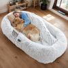 Human Dog Bed, Washable Faux Fur Dog Bed For People Doze Off, Napping Orthopedic Dog Bed,71''X45''X14''  (Grey) - Blankets And Pillows Not Included