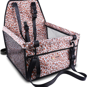 Small Dog Car Seat, Dog Car Booster Seat For Small Medium Dogs Foldable Front Seat Safety With Sturdy Pvc Tube Frame, Breathable Mesh