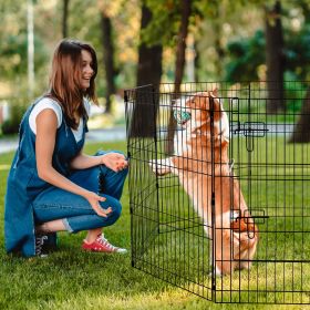 Dog Playpen 8 Panels Foldable Metal Dog Exercise Pen With Bottom Pad 30"H