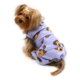 Silly Monkey Front Sleeveless Fleece Pajamas (Color: Lavender, size: L)