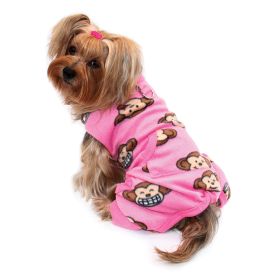 Silly Monkey Front Sleeveless Fleece Pajamas (Color: Pink, size: L)