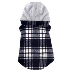 Weekender Dog Sweatshirt Hoodie - Black & White Plaid Flannel (Variation: Medium)