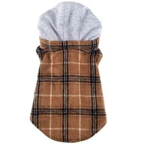 Weekender Dog Sweatshirt Hoodie - Brown & Black Plaid Flannel (Variation: Small)